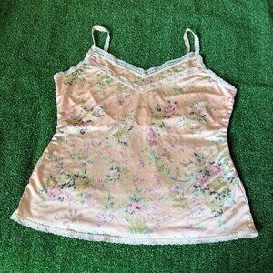 The Limited Pink Floral Lace-Trim Satin Tank Top